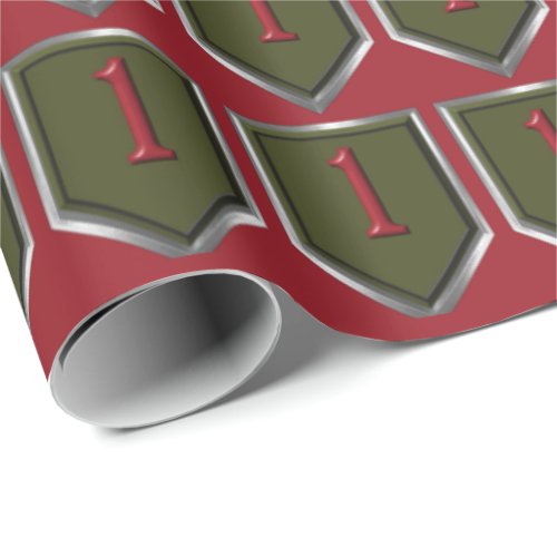 1st Infantry Division Silver Framed Patch Wrapping Paper