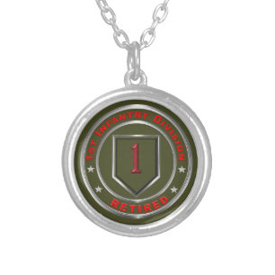 1st Infantry Division Silver Plated Necklace
