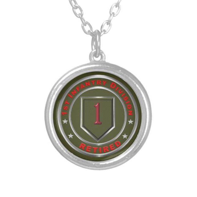 1st Infantry Division  Silver Plated Necklace (Front)