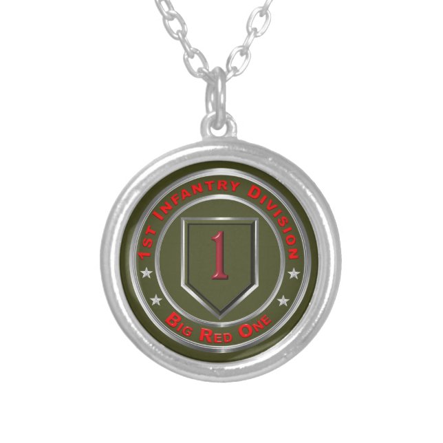 1st Infantry Division  Silver Plated Necklace (Front)