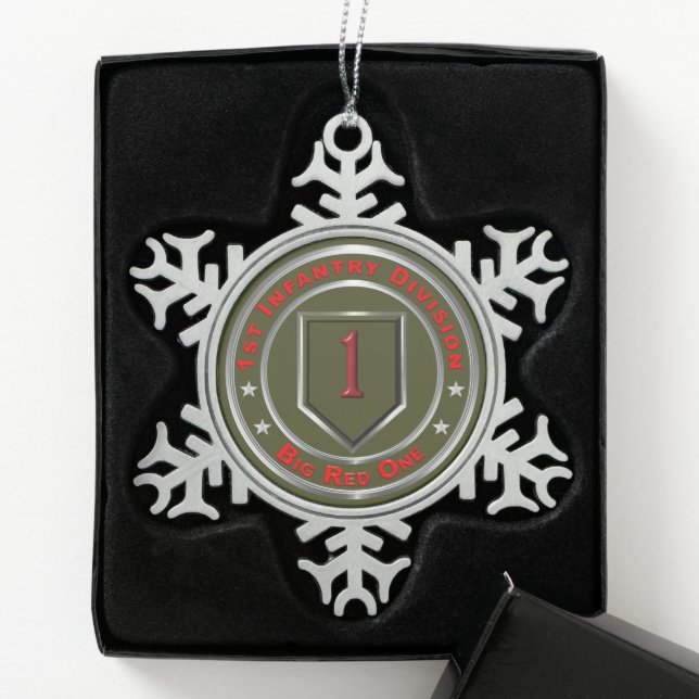 1st Infantry Division   Snowflake Pewter Christmas Ornament (Box)