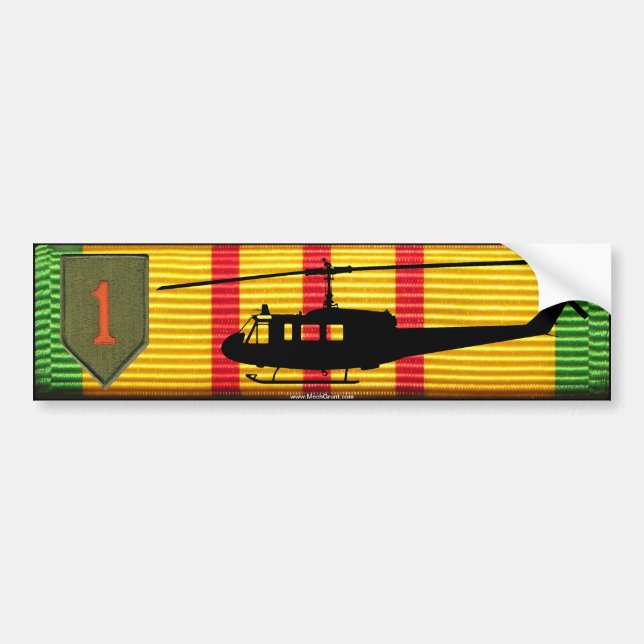 1st Infantry Division UH-1 Huey VSM Bumper Sticker (Front)