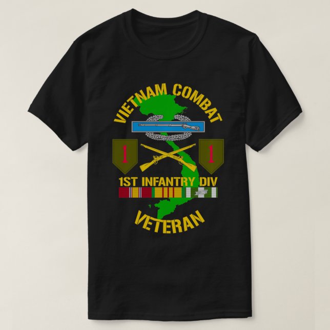 1st Infantry Division Vietnam Combat Veteran  T-Shirt (Design Front)