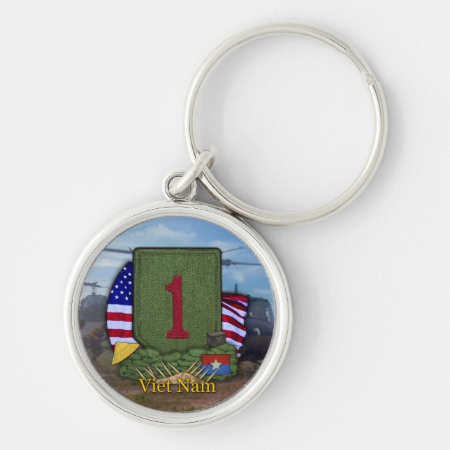 1st infantry division vietnam vets veterans Keycha Keychain (Front)