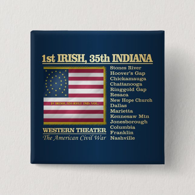 1st Irish, 35th Indiana Infantry (BH) Button (Front)