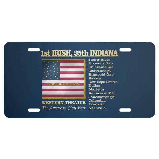 1st Irish, 35th Indiana Infantry (BH) License Plate (Front)