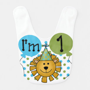 1st Lion Birthday Bib