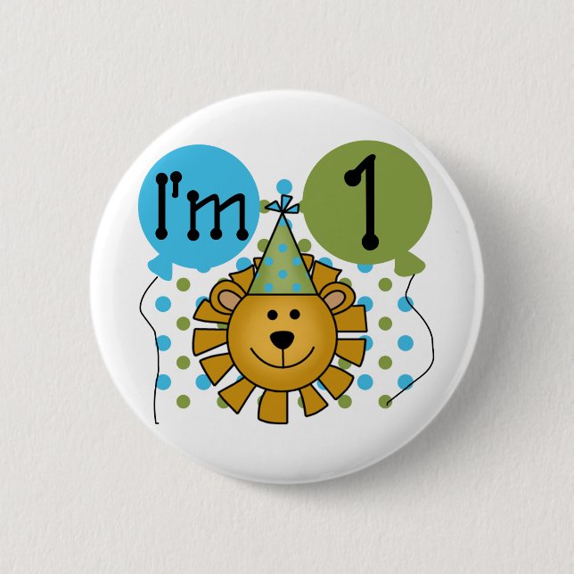 1st Lion Birthday Tshirts and Gifts Button (Front)