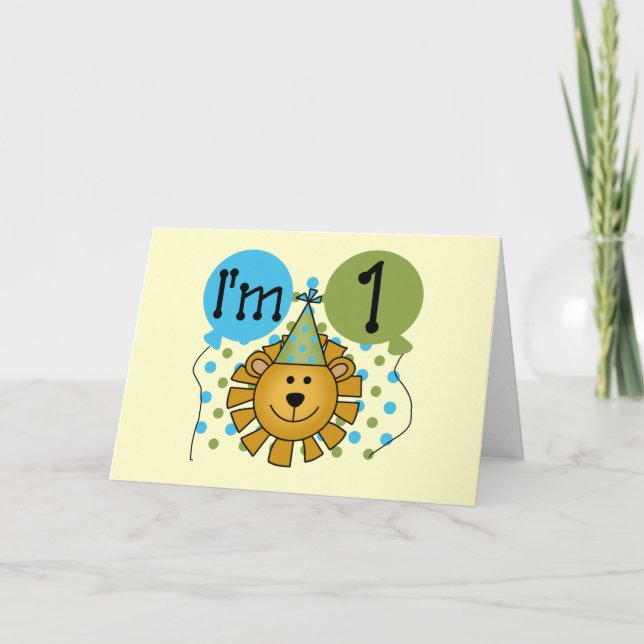 1st Lion Birthday Tshirts and Gifts Card (Front)