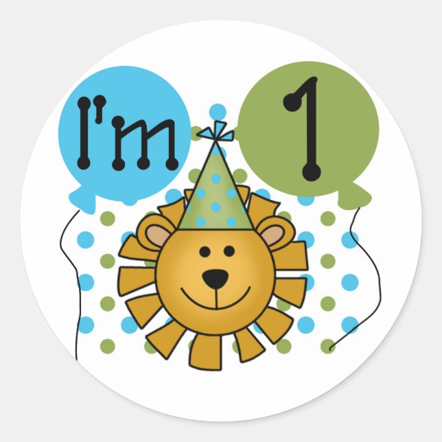 1st Lion Birthday Tshirts and Gifts Classic Round Sticker (Front)