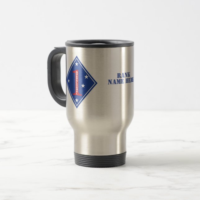 1st Marine Division Patch (Customizable) Travel Mug (Front Left)