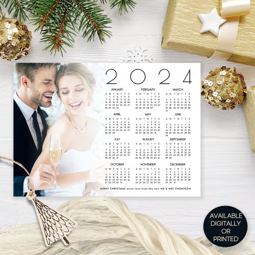 1st Married 2024 Calendar Photo Merry Christmas Holiday Card