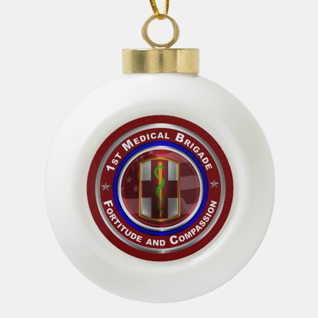 1st Medical Brigade Keepsake Ceramic Ball Christmas Ornament (Front)