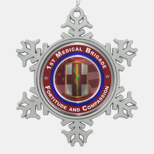 1st Medical Brigade Keepsake Snowflake Pewter Christmas Ornament