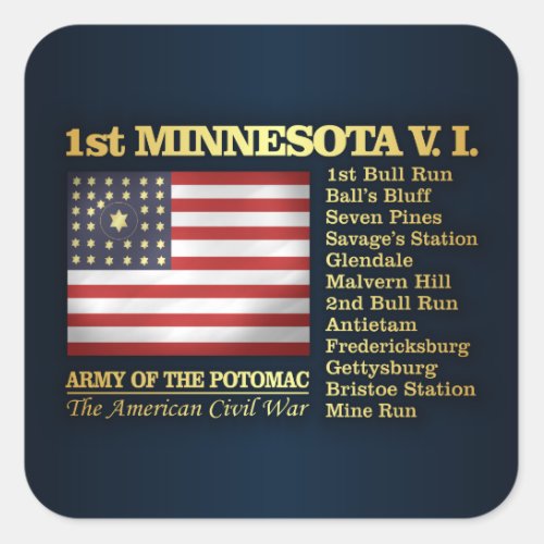 1st Minnesota Volunteer Infantry BH Square Sticker