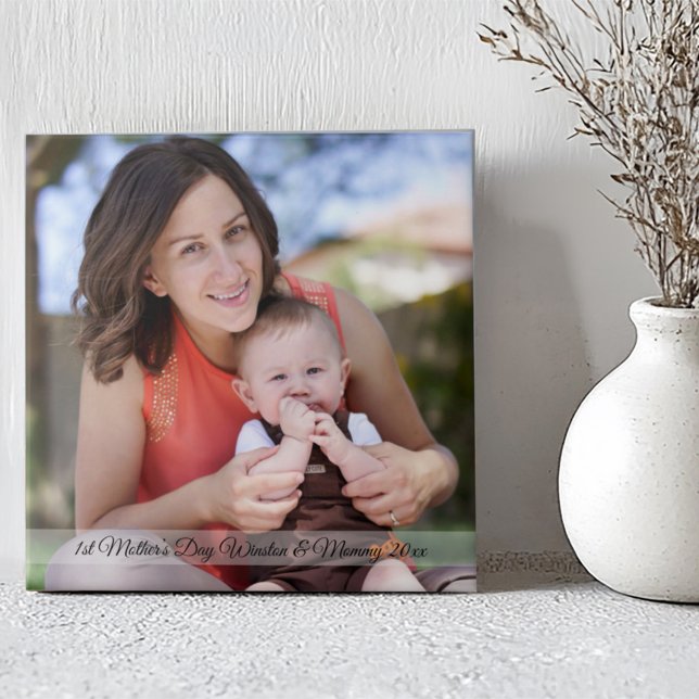 1st Mother’s Day Custom Photo & Text Yoga Mat Ceramic Tile (Creator Uploaded)