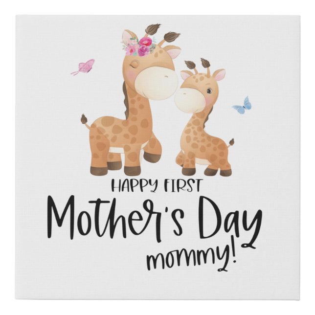 1st Mothers Day Giraffe Faux Canvas Print (Front)
