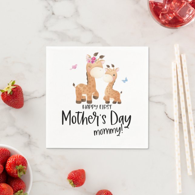 1st Mothers Day Giraffe Napkins (Insitu)