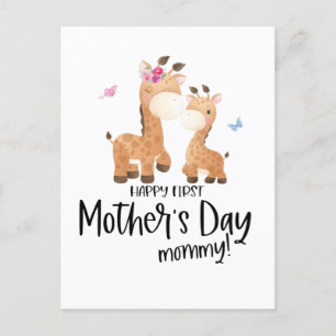 1st Mothers Day Giraffe Postcard