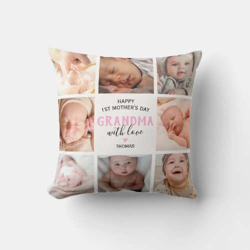 1st Mothers Day Grandma Photo Throw Pillow