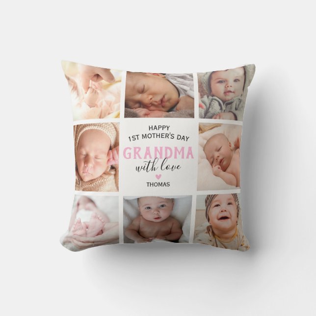 1st Mother's Day Grandma Photo Throw Pillow (Front)
