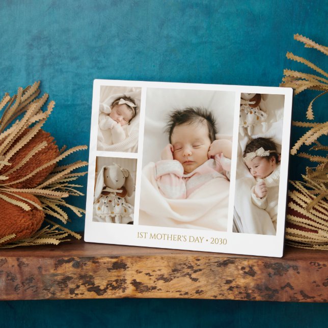 1st Mother's Day Photo collage Keepsake Plaque (Side)