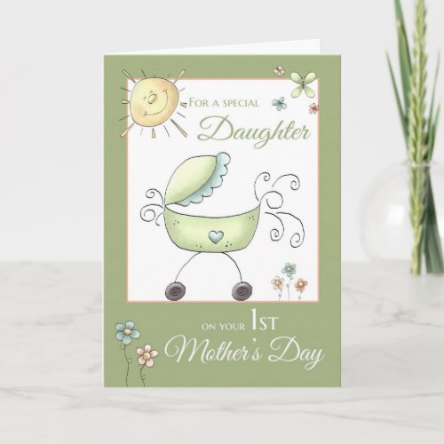 1st Mothers Day _ Special Daughter _ Baby Carriag Card
