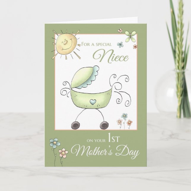 1st Mother's Day - Special Niece - Baby Carriage Card (Front)