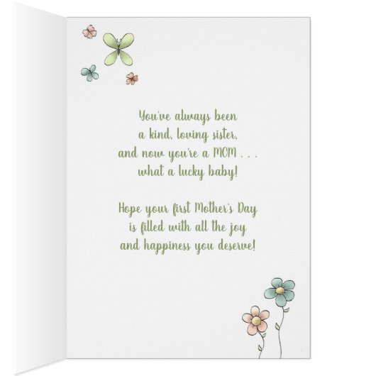 1st Mother's Day - Special Sister - Baby Carriage (Inside (Right))