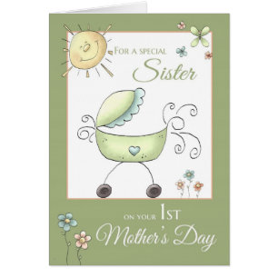 1st Mother's Day - Special Sister - Baby Carriage Cards