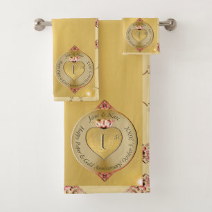 1st or 50th Golden Anniversary Bath Towel Set