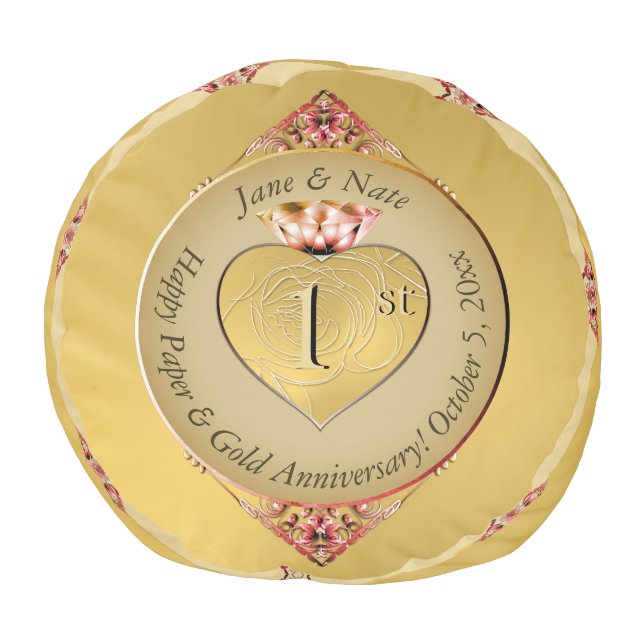 1st or 50th Golden Anniversary Round Pouf (Top)