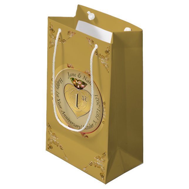 1st or 50th Golden Ochre Gift Bag (Front Angled)