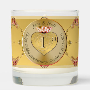 1st or 50th Golden Wedding Anniversary Scented Candle