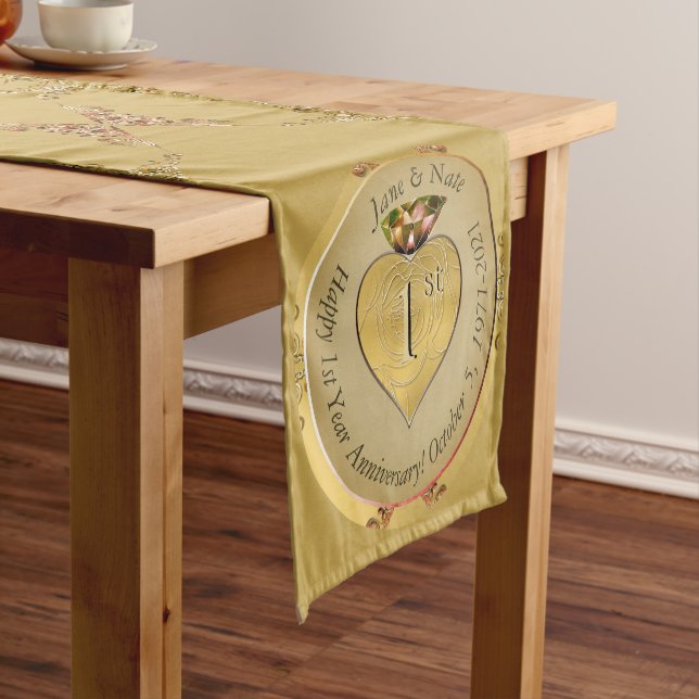 1st or 50th Golden Wedding Anniversary  Short Table Runner (In Situ)