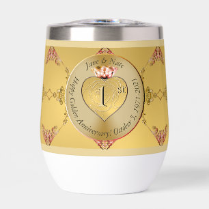 1st or 50th Golden Wedding Anniversary Thermal Wine Tumbler