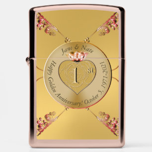 1st or 50th Golden Wedding Anniversary Zippo Lighter