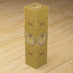 1st or 50th wedding Anniversary Golden Ochre Wine Box