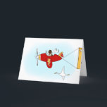 1st or Any Age Red and Yellow Airplane Birthday Card<br><div class="desc">Our high flying pilot maneuvers a red and deep yellow airplane with a lightning bolt across his wing. There's a lone goose flying below to keep him company as he tows a yellow birthday banner carrying your special birthday message. Add the child's age and name for a one-of-a-kind birthday greeting...</div>