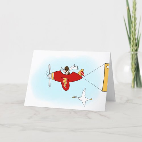 1st or Any Age Red and Yellow Airplane Birthday Card