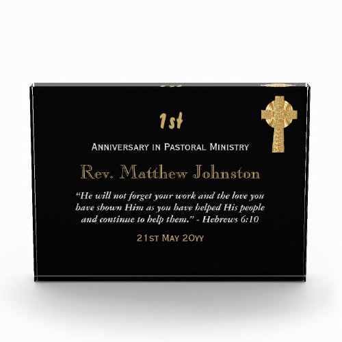 1st Ordination Anniversary Personalized Scripture Acrylic Award