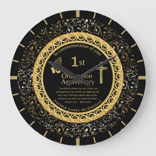 1st Ordination Anniversary Priest PERSONALIZED  Large Clock