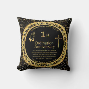 1st Ordination Anniversary Priest PERSONALIZED  Throw Pillow