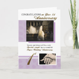 1st Paper Wedding Anniversary Card