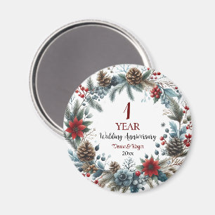 1st Paper Wedding Anniversary Elegant Winter Magnet