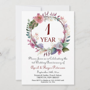 1st Paper Wedding Anniversary Floral Invitation