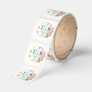 1st Paper Wedding Anniversary Gold Frame Floral Classic Round Sticker