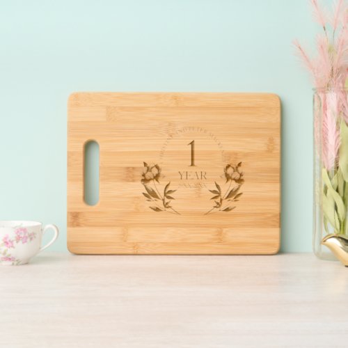 1st Paper Wedding Anniversary Peonies Cutting Board