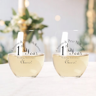 1st Paper-Wedding Anniversary Signature Stemless Wine Glass