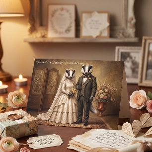 1st Paper Wedding Anniversary Vintage Badger Card